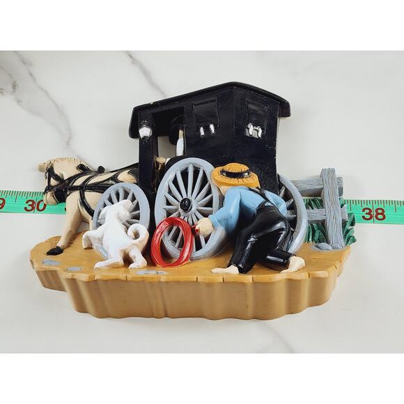 Burwood Amish Wall Deco Plaque 9" Buggy Farm Lady Geese 1995 Country Farm x2 - Picture 15 of 16